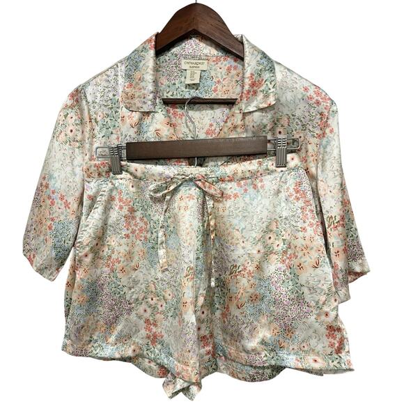 Cynthia Rowley Other - Cynthia Rowley Womens M Floral Satin Pajama Set Button Top Shorts Sleepwear